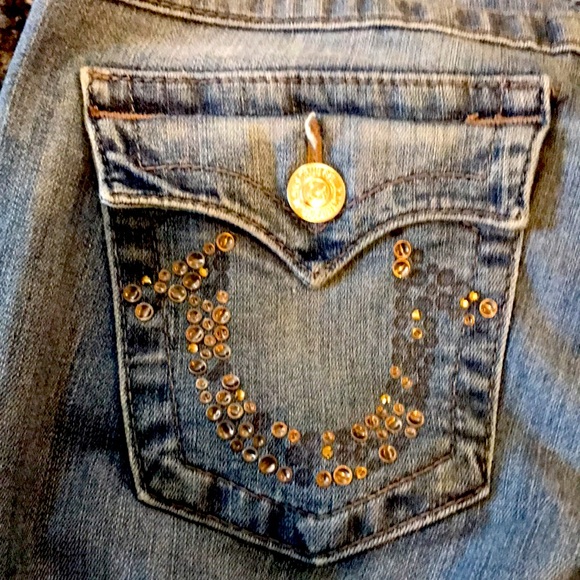 TRUE RELIGION JEANS 31 WOMEN GREAT CONDITION BLUE TRUE RELIGION SYMBOL - Picture 10 of 13